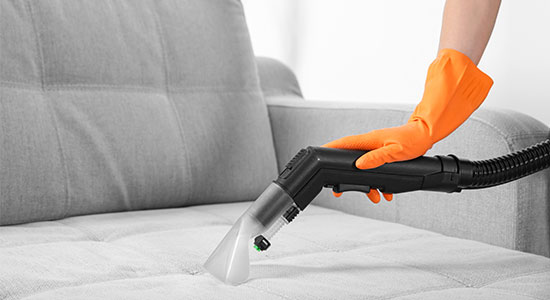 Use dampened sponges or rubber gloves for cleaning Upholstered furniture